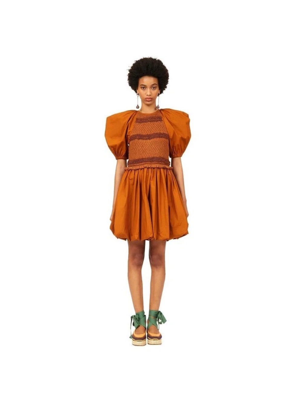 Ulla Johnson Rust Puff-Sleeve Short Dress - Women